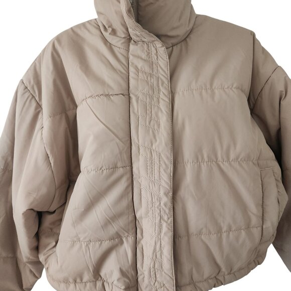 The Fifth Label Womens Beige Puffer Jacket High Collar & Snap Closures Medium - Picture 7 of 11